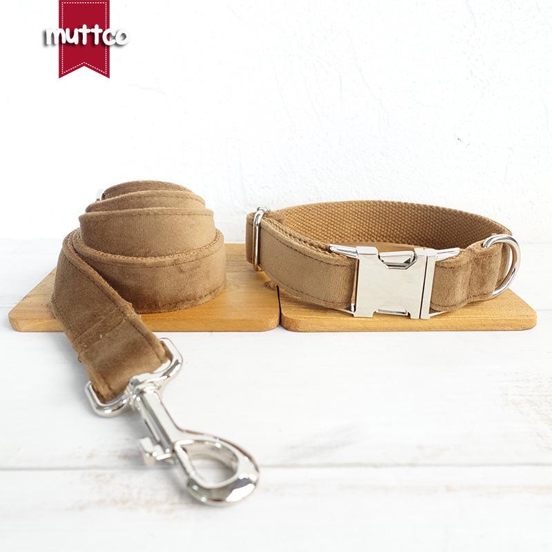 MUTTCO Comfortable Thick Dog Collar & Leash Set - UDC-079 for Teddy Neck Strap L