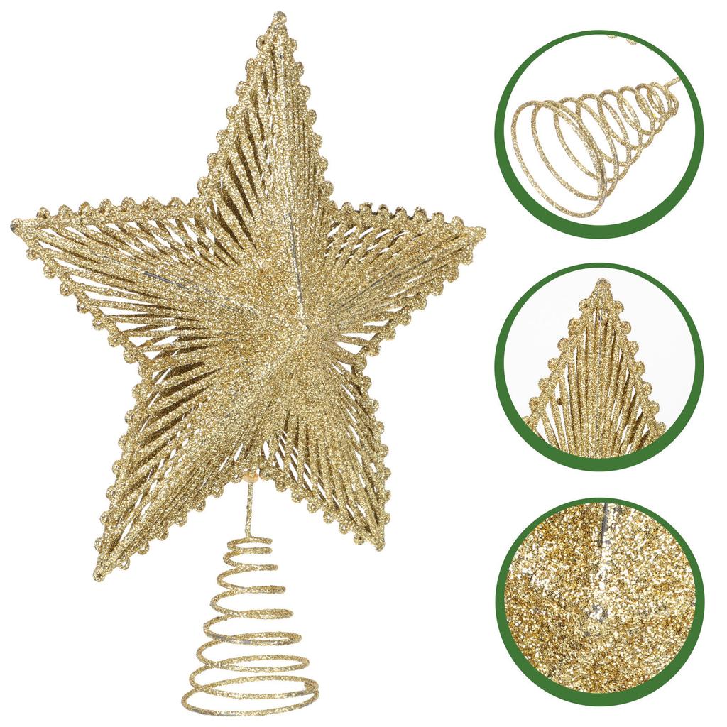 Iron Wire Star Tree Topper Christmas Ornament Metal Xmas Decor Holiday Party Home Decoration Treetop Prop