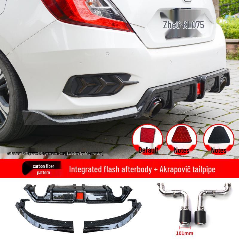 10th Gen Civic Modified Rear Diffuser Kit with Flashing Spoiler Light & Exhaust Tip