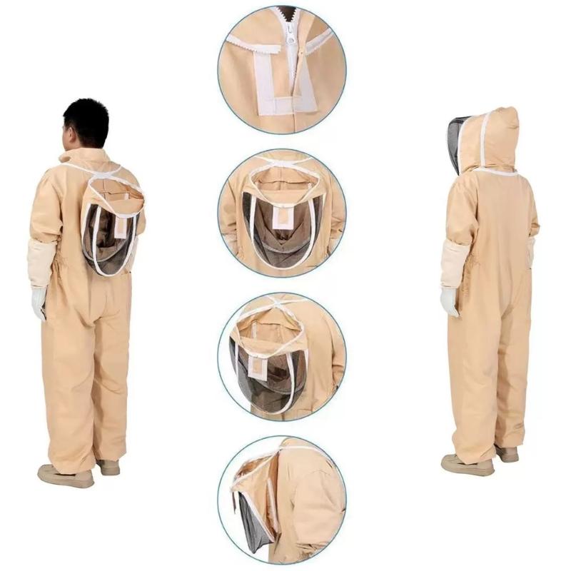 Beekeeping Protective Gear Entire Body Suit Ventilated Fabric Flexible Cuffs Detachable Neighborhood Beekeeping Clothing For Gardening Beekeepers