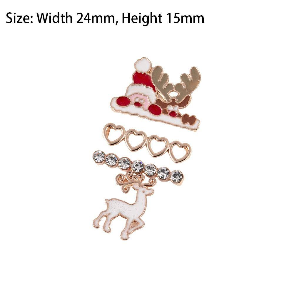 4PCS Christmas Metal Charms For Apple Watch Band Santa Elk Diamond Strap Decorative Ring For iwatch Bracelet Silicone Accessory