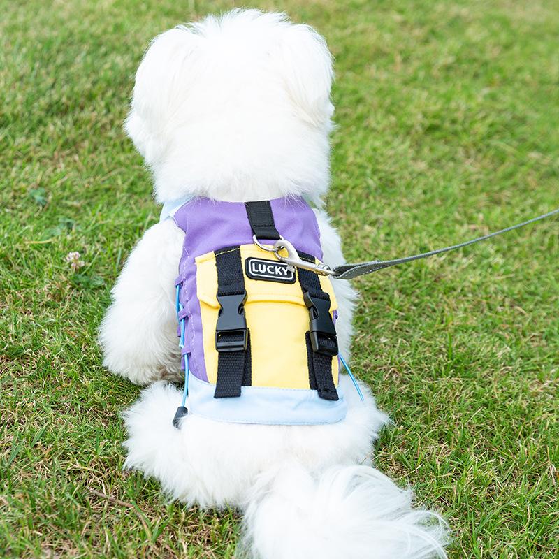 

New autumn and winter dog clothes outdoor tooling vest than bear teddy small dog into cat kitten pet clothing M фиолетовый