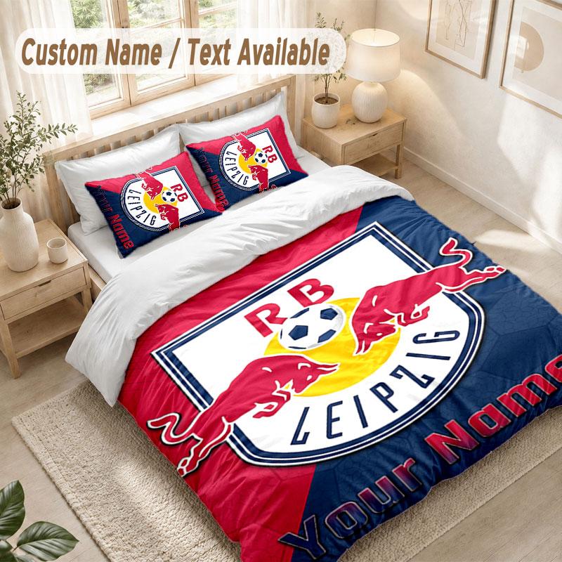 Custom Name Bedding Set 3 PiecesRB Leipzig FC Print Duvet Cover + 2 Pillowcases Soft Bed Decor