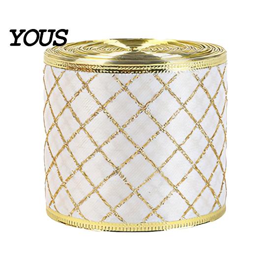 Premium Mesh Ribbon for Ornament Making 2.5" x 2.2 Yards Gold Sheer Christmas Tree Decoration and Decorative Crafts Gift Wrapping, Translucent Fabric