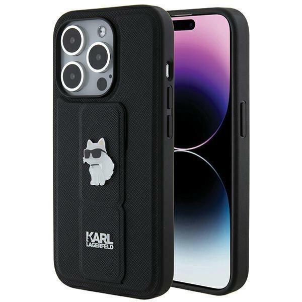 Karl Lagerfeld Klhcp14Lgsachpk Iphone 14 Pro 6.1 Czarny/Black Hardcase Gripstand Saffiano Choupette Pins