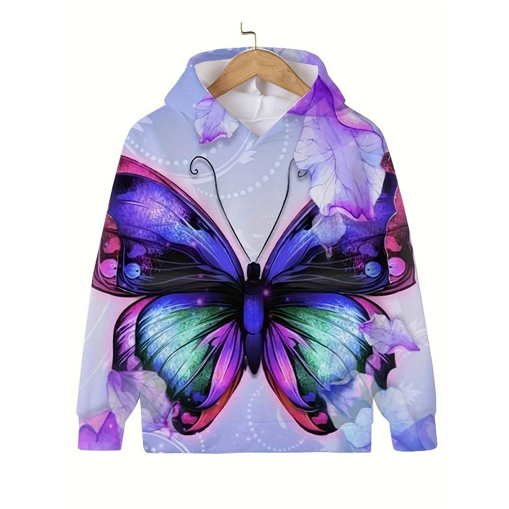 Children's Clothing Hoodies Children Top Long Sleeve Casual 3D Butterfly Print Girls Summer Autumn Clothes Girl Clothing Tops