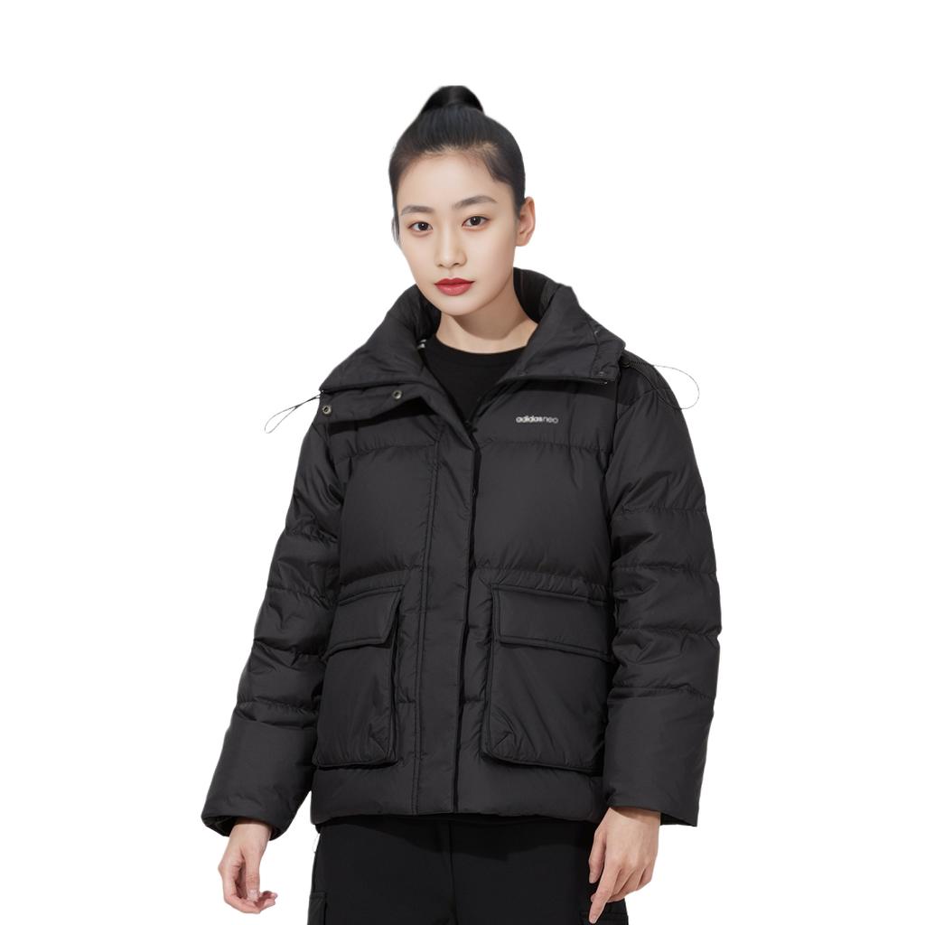 Adidas Neo Stand Collar Windproof Warm Duck Down Sports Jacket Women Jacket Black H18614
