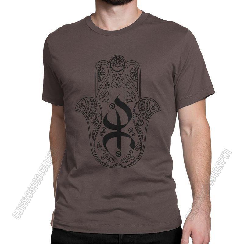 Unisexs TShirt Khamsa Amazigh Berber With Yaz Patterns Pure Cotton Tees Stylish Chic Symbol Of Luck T Shirts Crewneck Tops S