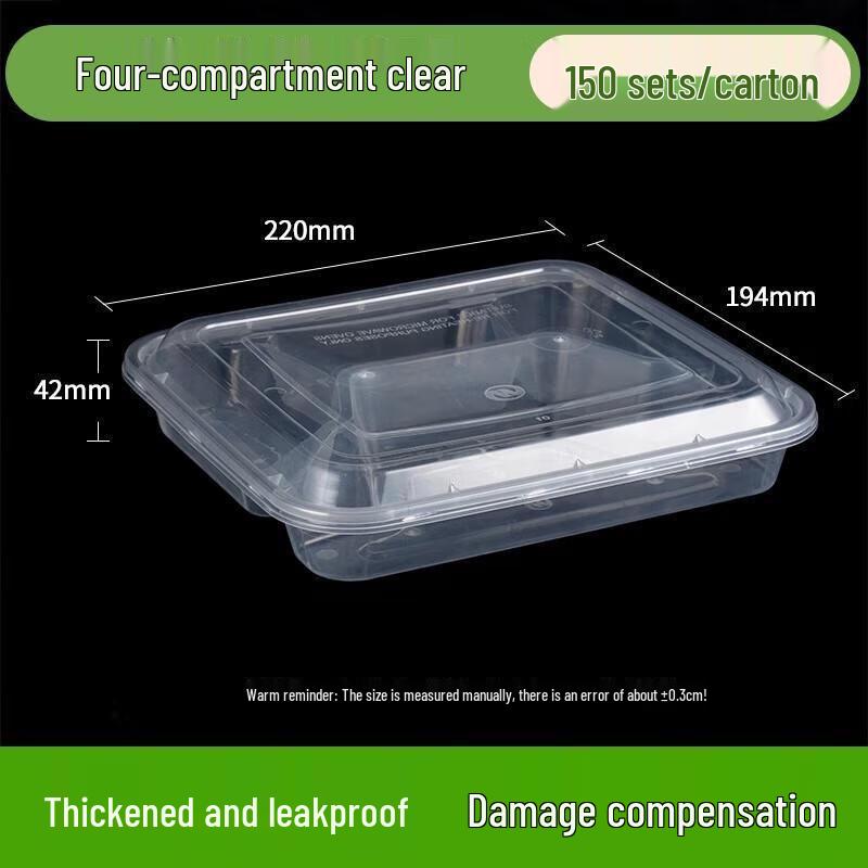 JingJingRS 4-Compartment Disposable Meal Boxes