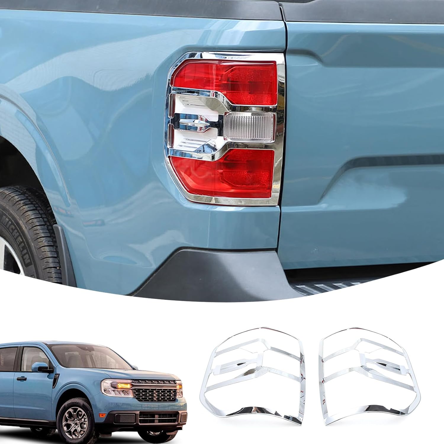 Lcojicep Car Tail Light Cover Trim Compatible with Ford Maverick 2022-2025 Rear Taillight Lamp Frame Cover Rear Headlight Frame Protection Cover Carbon fiber