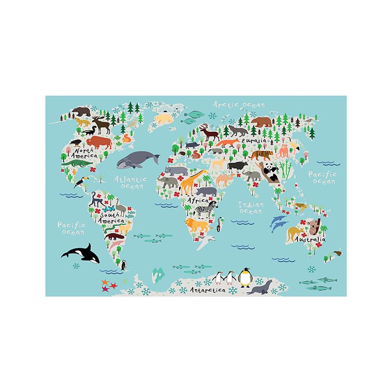 

Дитяча карта світу Декоративний живопис Настінне мистецтво Картина Картина на полотні Рослини Плакати та принти Домашній декор для вітальні 353*250mm