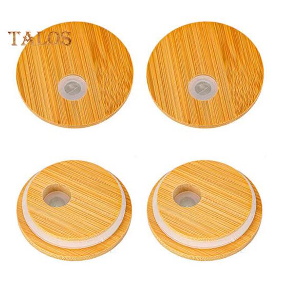 

4 шт. бамбуковая крышка с отверстием для соломинки, герметичная силиконовая уплотнительная крышка, 2,76-дюймовая крышка для консервирования, сменная бамбуковая крышка для обычных банок для рта для пивных бокалов