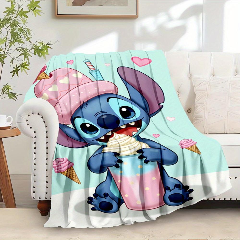 

1 pc Flannel Cute Stitch Cartoon Pattern Bed Small Cover Blanket Sofa Blanket Birthday Gift Home Decoration s Room Bedroom Bedding Decorati 130x150cm