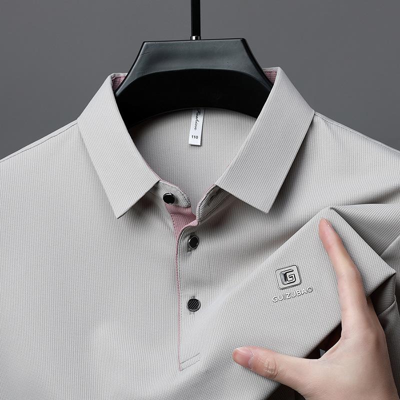 Short-sleeved T-shirt for Men, Summer New Style T-shirt Shirt, Plain-color Business Collar Half-sleeve Top