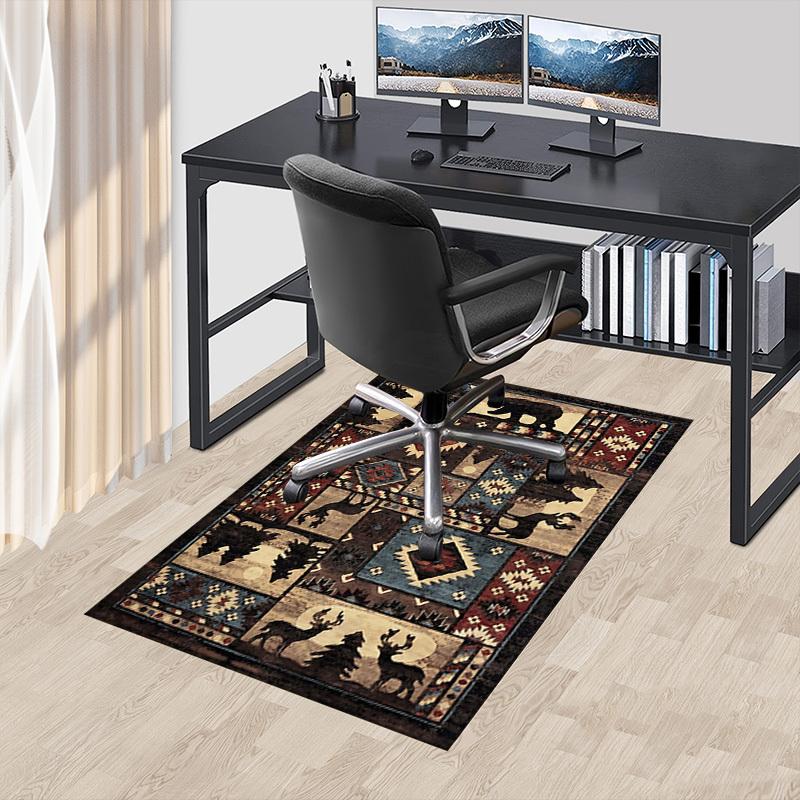 1PC Bear Deer Non-Slip Floor Carpet Compatible for Office&Living Room&Bedroom&Dining room - Flat-Weave Machine-W234
