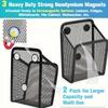 Magnetic Metal Storage Organizer with Hooks - Easy Install, Rust-Proof Wall-Mounted Pen Holder for Home & Office