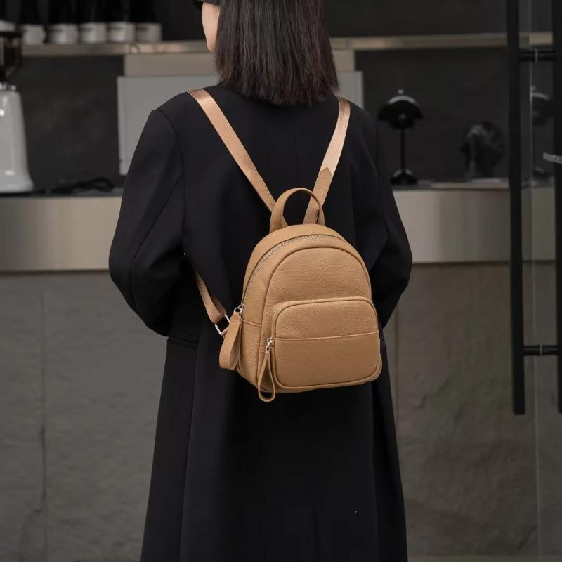 Genuine Leather Cowhide Women Backpack Shoulder Bag Female Simple Commuter Travel Schoolbag Daily Women Backpack Handbag