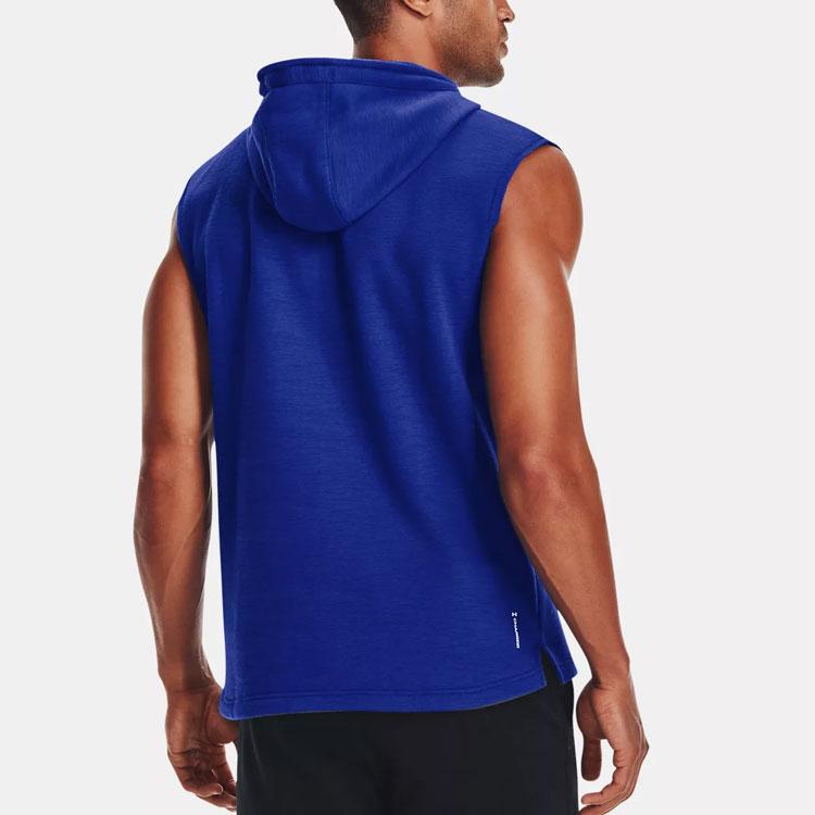 Under Armour Project Rock Graphic Fleece Sleeveless Hoodie Vest Men Tops Blue 1367034-400
