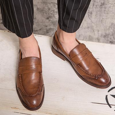 Die neuen 46 47 große Größe Britischer Nachtclub Friseur Herren ein Slip-on spitz lässige Lederschuhe verschleißfest Fuß einfach