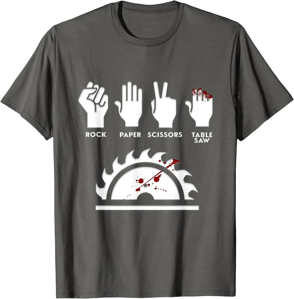Rock Paper Scissors Table Saw Funny Carpenter T-Shirt Prevailing Men's Tees Normal Top T-shirt Plus Size Unisex Best Selling Top