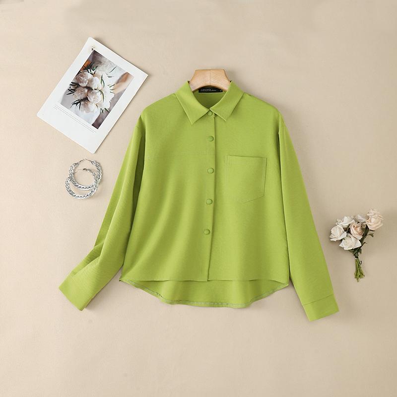 ZANZEA Women Casual Turn Down Collar Long Sleeve Loose Blouse