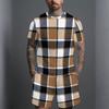 Men Black Gold Swirl Texture Split Print Short Sleeve Tee And Matching Shorts Two Piece Suit