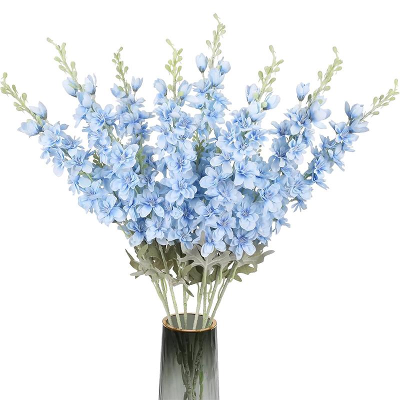 2Pcs Delphinium Artificial Flower 85cm Long Larkspur Stem Silk Flower Bouquet for Home Room Garden Outdoor Wedding Decoration