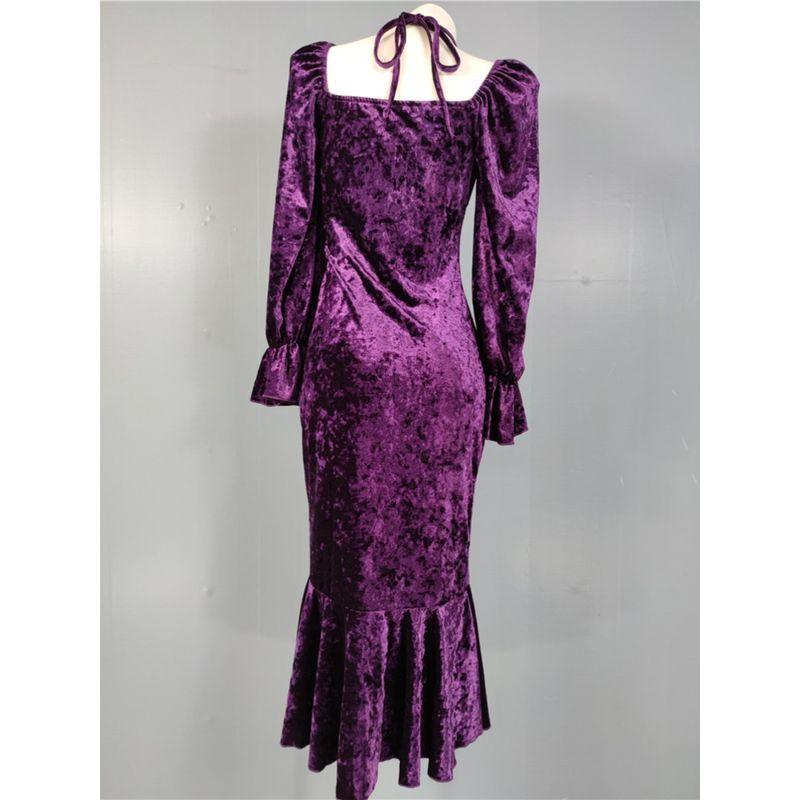 Export Single 2024 Spring New Arrival Small Dress Socialite Classy Purple Sexy Show Fishtail Figure Elegant Dress