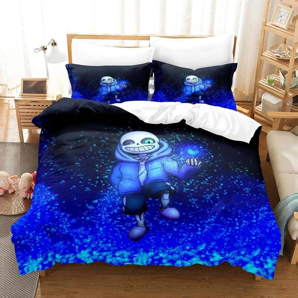 Dessins animés 3D Ensemble de literie Undertale Sans Taille Simple Taille Simple Lit Double Queen Dimension Dimension King Paquet de literie Chambre d'adulte et d'enfant Housse de couette EU Single 135x200cm