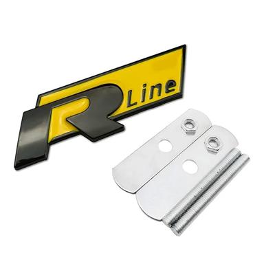 Metal Rline R Badge Emblem Sticker for Golf Polo Passat Jetta Bora Beetle T-Roc Car Front Grille Side Trunk Decal
