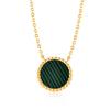 Sterling Silver Malachite Necklace & Earring Set - Luxurious Round Design for Women