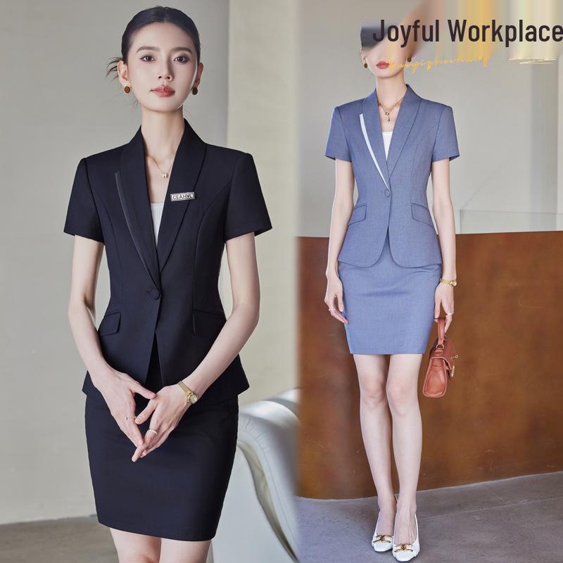

Elegant Women s Suit Set - Spring 2025 Blazer & Bodycon Midi Skirt L