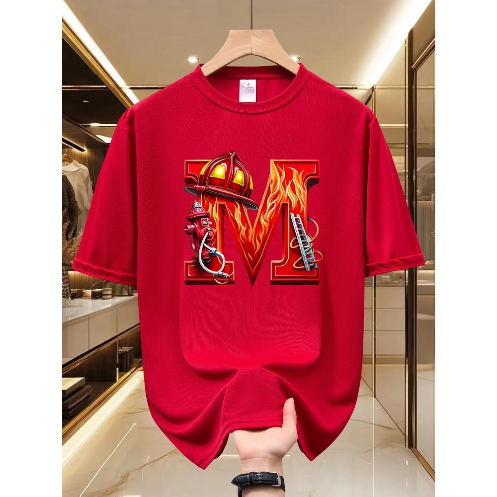 Fashionable Men's Letter M Pattern Printed Comfortable Soft Breathable International T-shirt Loose Versatile Plus Size Loose Cotton T-shirt