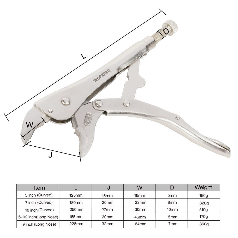 Multi-functional Locking Pliers Adjustable Clamp Tool Straight Jaw Curved Hand Tools Wrench For Clamping Parts Weld Grind Tool