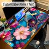 Floral Garden Theme Personalized Mouse Pad Custom Name Text Non Slip Desk Pad For Laptop Office Desktop