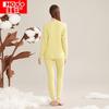 Hongdou Pure Cotton Couple's Lightweight Round Neck Thermal Underwear Set