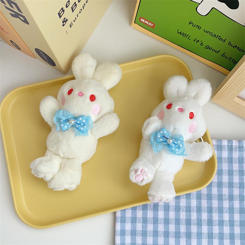 Bow Baby Rabbit Plush Keychain Jade Rabbit Velvet Doll Pendant Claw Machine Children's Doll