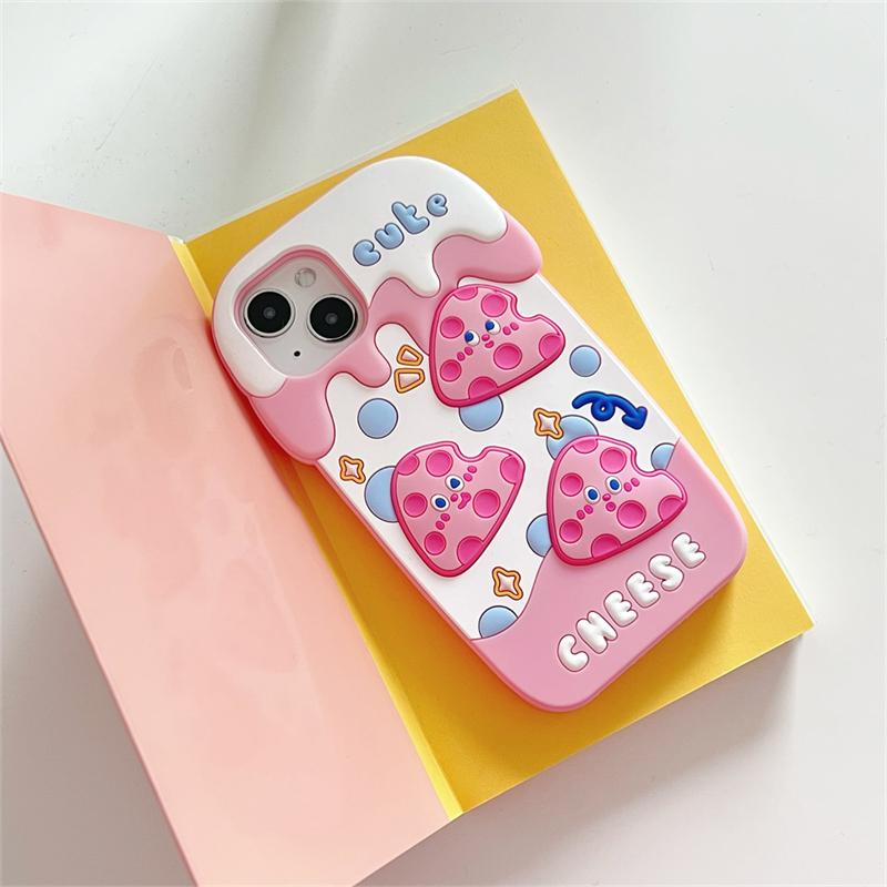 Korean Cute 3d Funny Cheese Ice Cream Case For Iphone 14 13 12 11 Pro Max Lovely Cartoon Silicone Shockproof Soft Cover Funda