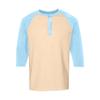 Men's Button-Down Contrast Raglan 3/4 Sleeve Top