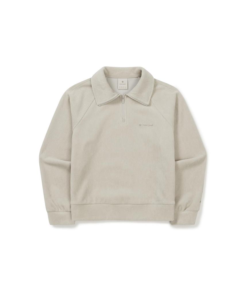 Snow Peak Corduroy Half Zip Sweatshirt Light Size for Men and Women Women's GS-S25WWFZT71, Beige, L,