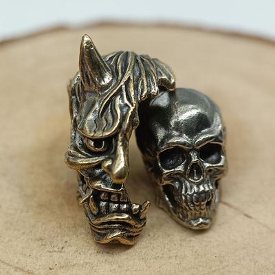 Prajna Skull Brass Knife Beads EDC DIY Paracord Woven Bracelets Lanyard Pendants Accessories Outdoor Tool Hangings Charms Gifts