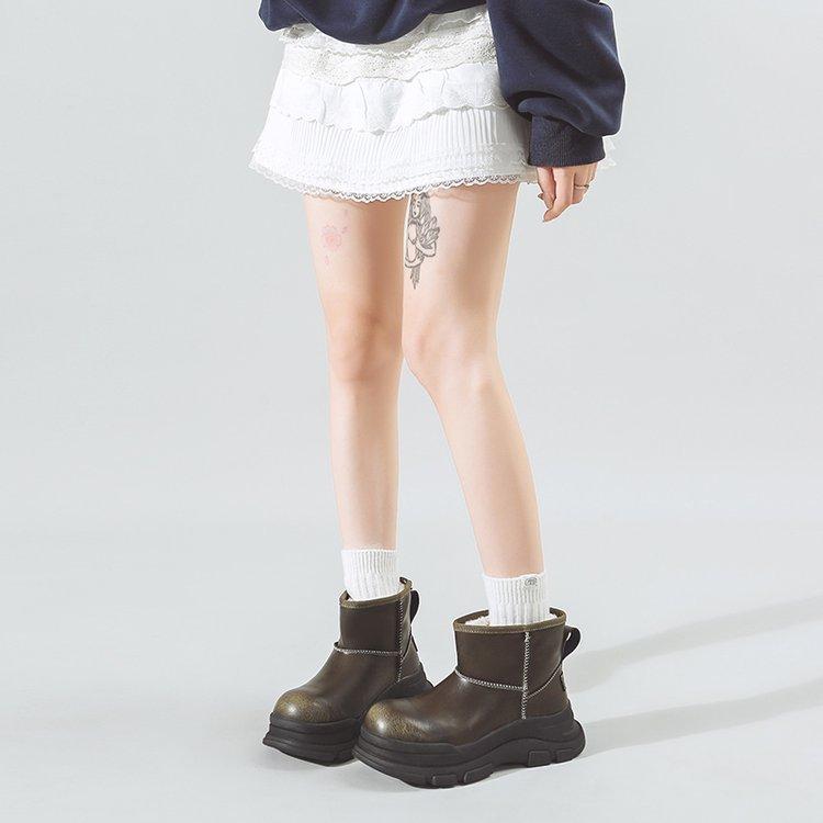 Waterproof and non-slip thick-soled fashionable warm snow boots for women 2025 new short velvet thickened large cotton shoes for women