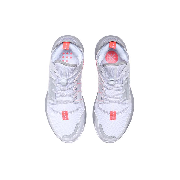 New LiNing Wowls Cushioning Anti Slip And Wear Resistant Mid Top Basketball Shoes White Gray ABBQ007-4