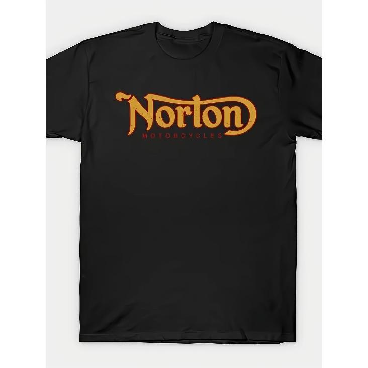 Norton Motorcycle Men S Heavy-Duty T-Shirt - a Black Shirt Featuring a Striking Orange And Red Logo, Designed in a Regular Fit for Breathability, S чёрный