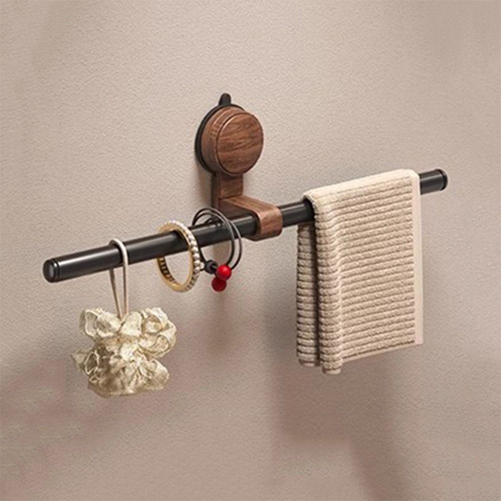 Plastics Walnut Wooden Towel Bar Space Aluminum Suction Mount Towel Bar  Bathroom accessories