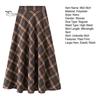 Women Midi Skirt Elastic High Waist Plaid Print Skater Skirt A-Line Large Hem Casual Skirt Commuting Streetwear