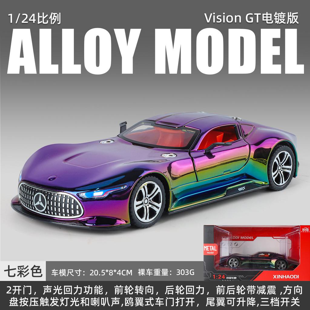 Simulation 1/24 Benz Vision GT Alloy Car Model with Sound Light Pullback Children Boy Diecast Toy Vehicle Gift Miniature Voiture