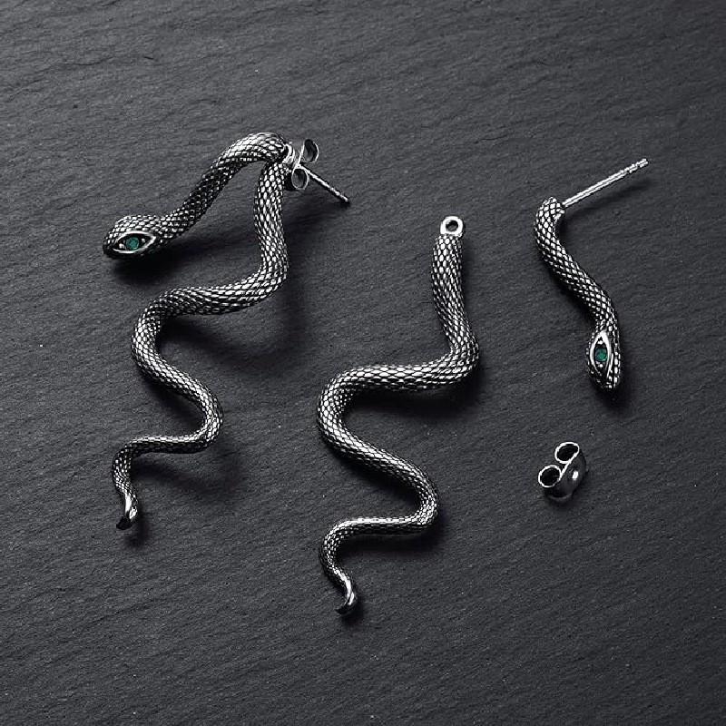 Detachable Snake Earrings: Hip Hop Halloween Dark Studs for Women
