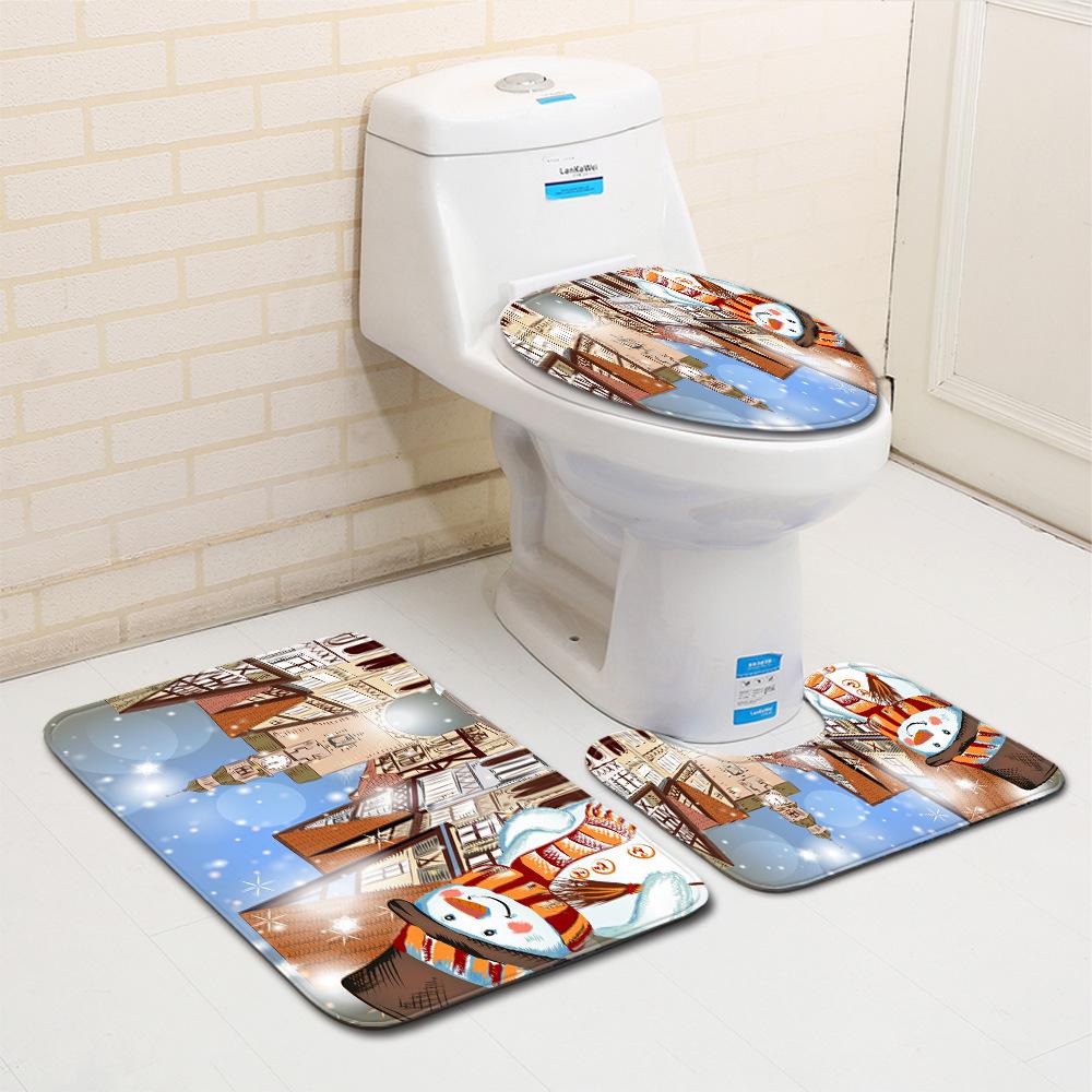 Weihnachts-Badezimmer-Bodenmatte Toilette Dreiteiliges Set
