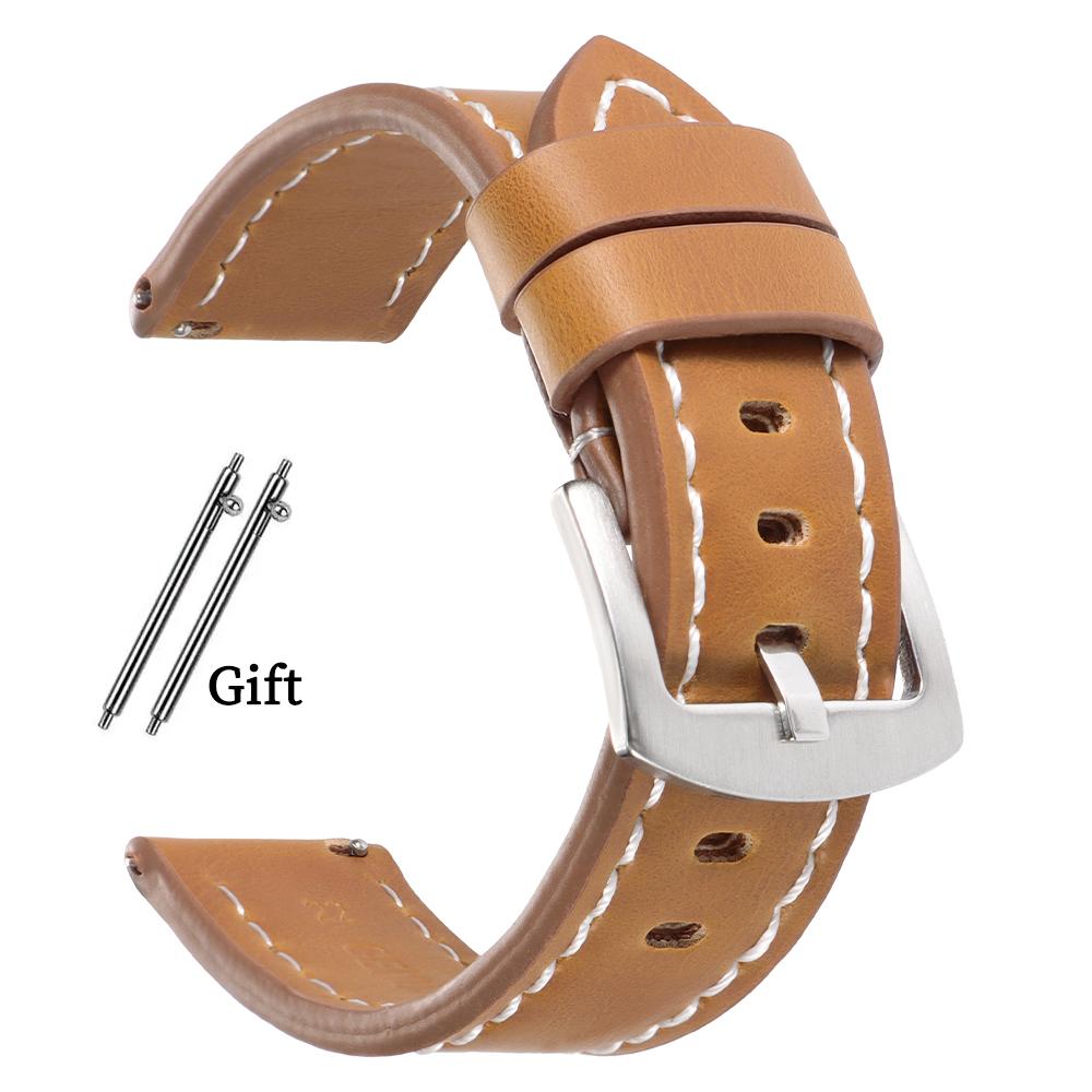 18mm 20mm 22mm 24mm Retro Leather Strap for Huawei Watch GT5/4/3 Calfskin Watch Band for Seiko Quick Release Watches Accessories